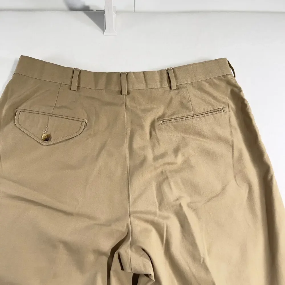 Land’s End Chino Pants Men’s 36W Regular x 29L Khaki Made In USA Pleated Front